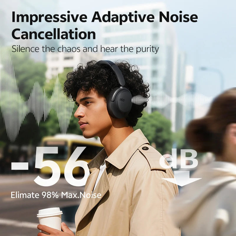 QCY ANC Wireless Headphone H3S 56dB Noise Canceling Hi-Res 3D Spatial Audio Earphone with LDAC Bluetooth 6.0 Over Ear Headset